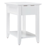 Homelegance By Top-Line Cerie 1-Drawer Side Table with Charging Station White Wood