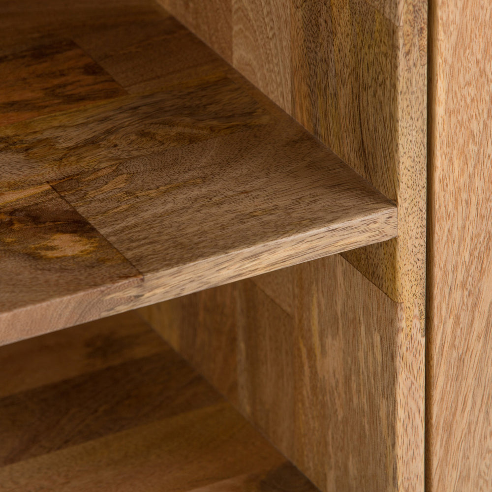 English Elm Hunter - Handcrafted Solid Mango Wood Tv Media Stand With Industrial Black Iron Legs & Storage B136P158734