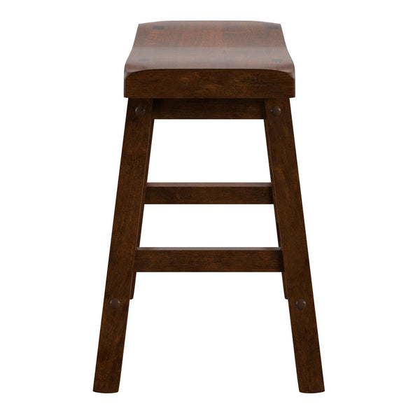 Homelegance By Top-Line Barrett Saddle Seat 18-inch Backless Stools (Set of 2) Brown Rubberwood