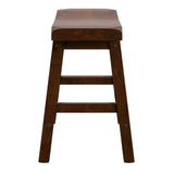 Homelegance By Top-Line Barrett Saddle Seat 18-inch Backless Stools (Set of 2) Brown Rubberwood