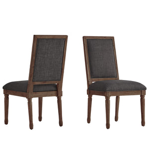 Homelegance By Top-Line Mayer Rectangular Linen and Wood Dining Chairs (Set of 2) Dark Grey Rubberwood