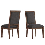 Mayer Rectangular Linen and Wood Dining Chairs (Set of 2)