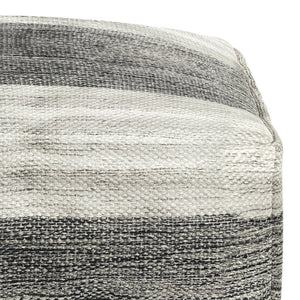 English Elm Mathis Square Woven Outdoor/Indoor Pouf - Grey/White Recycled PET, Water & UV Resistant Accent Stool B136P159024