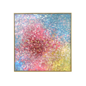 Pasargad Home Symphony Hand-Painted Abstract Canvas Art – Vibrant Floral Oil Painting for Elegance