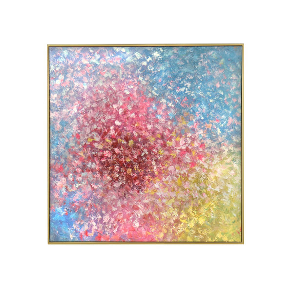 Pasargad Home Symphony Hand-Painted Abstract Canvas Art – Vibrant Floral Oil Painting for Elegance