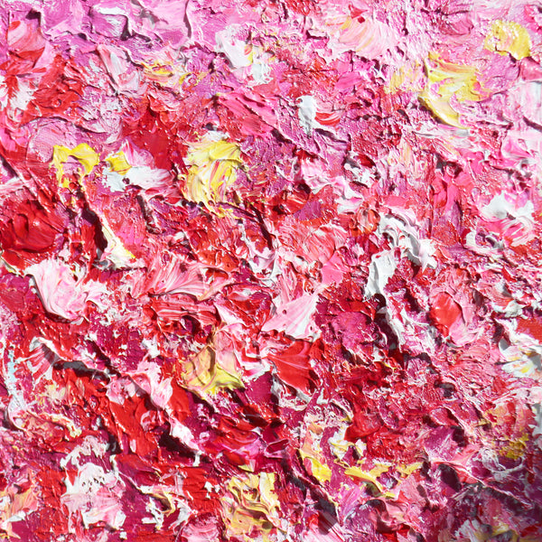 Pasargad Home Symphony Hand-Painted Abstract Canvas Art – Vibrant Floral Oil Painting for Elegance