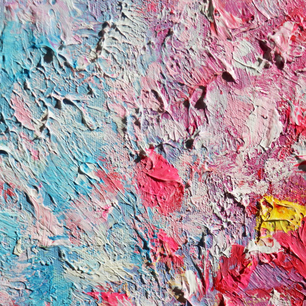 Pasargad Home Symphony Hand-Painted Abstract Canvas Art – Vibrant Floral Oil Painting for Elegance