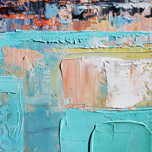 Pasargad Home Hand-Painted Coastal Landscape Oil Painting on Canvas – Tranquil Blue & Multicolor Art