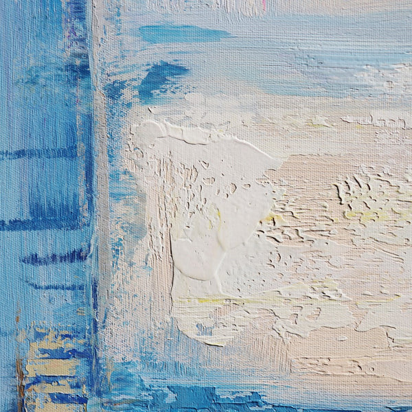 Pasargad Hand-Painted Coastal Landscape Oil Painting with Lighthouse - Tranquil Blue Canvas Art