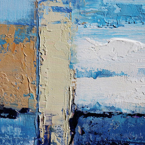 Pasargad Hand-Painted Coastal Landscape Oil Painting with Lighthouse - Tranquil Blue Canvas Art