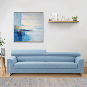 Pasargad Hand-Painted Coastal Landscape Oil Painting with Lighthouse - Tranquil Blue Canvas Art