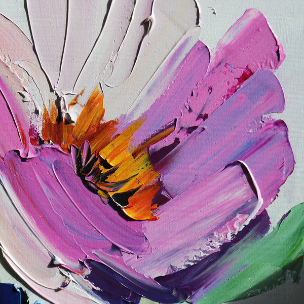 Pasargad Home Hand-Painted Floral Oil Painting – Vibrant Multicolor Bouquet on Elegant Canvas