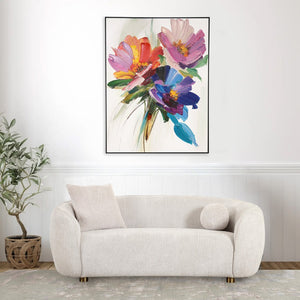 Pasargad Home Hand-Painted Floral Oil Painting – Vibrant Multicolor Bouquet on Elegant Canvas