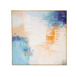 Pasargad Home Hand-Painted Blue & Multicolor Abstract Canvas Oil Painting – Vibrant Art Centerpiece