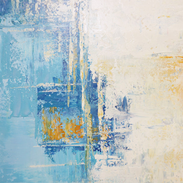 Pasargad Home Hand-Painted Blue & Multicolor Abstract Canvas Oil Painting – Vibrant Art Centerpiece