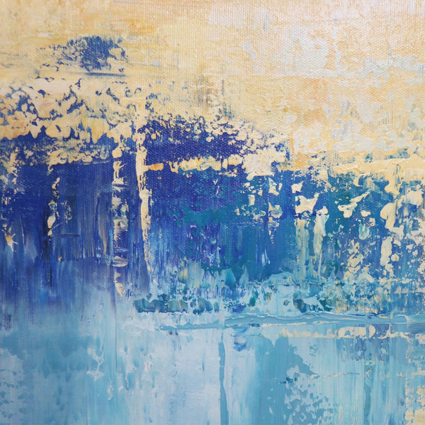 Pasargad Home Hand-Painted Blue & Multicolor Abstract Canvas Oil Painting – Vibrant Art Centerpiece