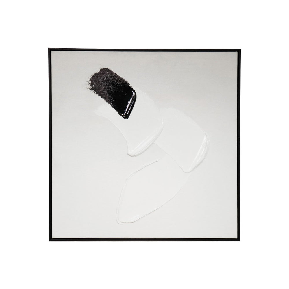 Pasargad Home Hand-Painted Black & White Minimalist Canvas Art for Modern, Sophisticated Spaces