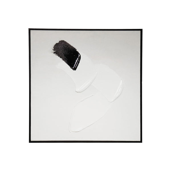 Pasargad Home Hand-Painted Black & White Minimalist Canvas Art for Modern, Sophisticated Spaces