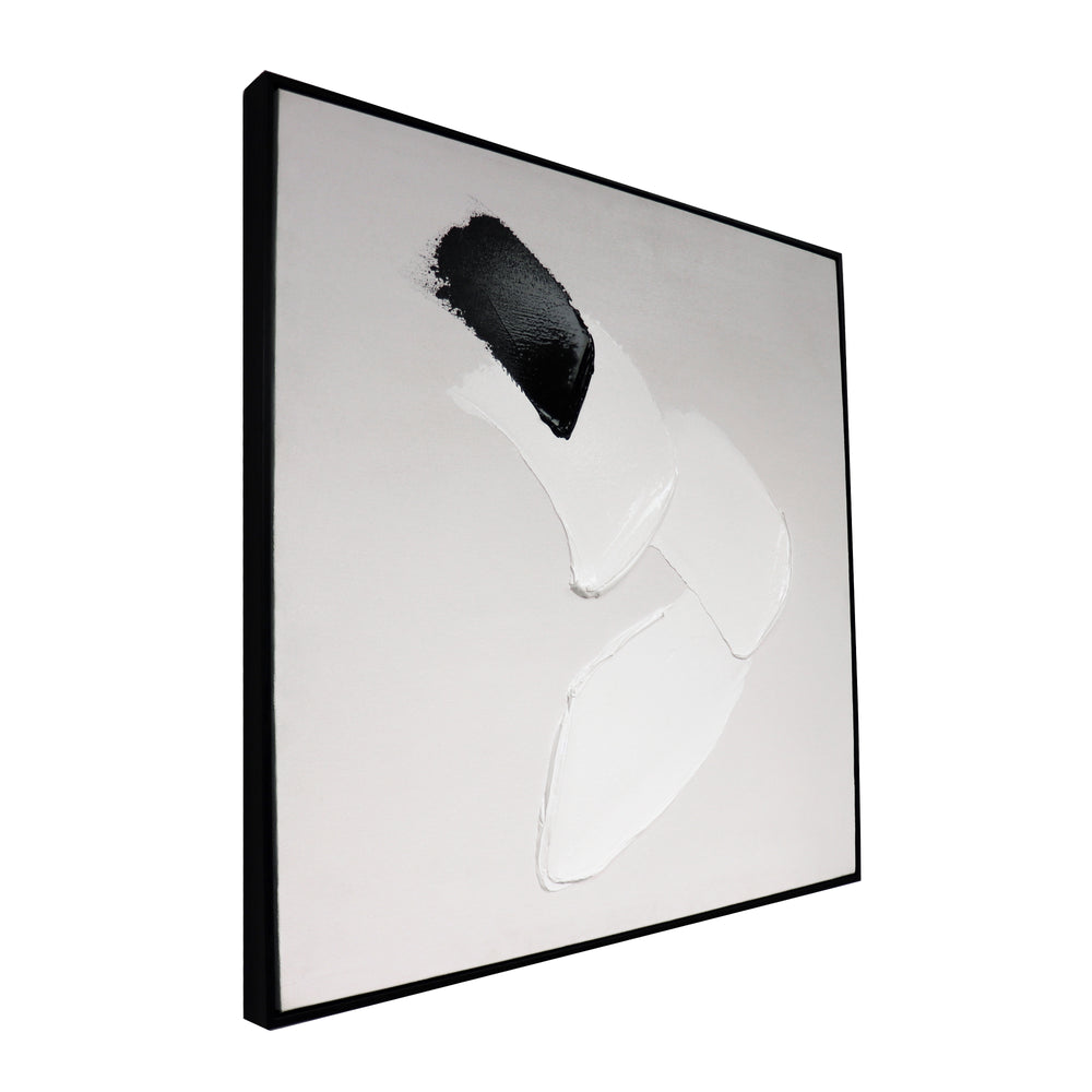 Pasargad Home Hand-Painted Black & White Minimalist Canvas Art for Modern, Sophisticated Spaces