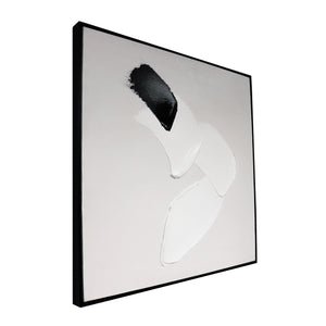 Pasargad Home Hand-Painted Black & White Minimalist Canvas Art for Modern, Sophisticated Spaces