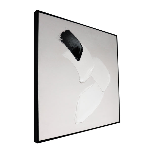 Pasargad Home Hand-Painted Black & White Minimalist Canvas Art for Modern, Sophisticated Spaces
