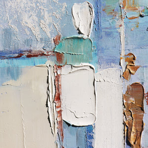 Pasargad Home Whispers Hand-Painted Abstract Oil Canvas Art – Elegant Blue Tones for Modern Decor