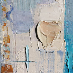 Pasargad Home Whispers Hand-Painted Abstract Oil Canvas Art – Elegant Blue Tones for Modern Decor