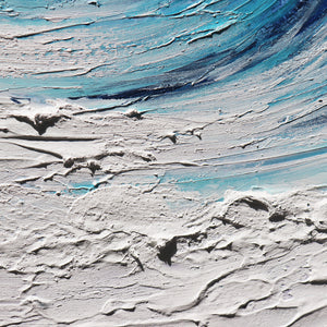 Pasargad Home Blue Rise Hand-Painted Ocean Wave Canvas Art - Stunning Textured Wall Decor Piece