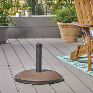English Elm Christopher Knight Home® - UM-HOLDER heavy-duty round concrete base 55 lbs for umbrella stability, low-profile 25.25x22.5x4.8 inches Brown 54756.00BRN