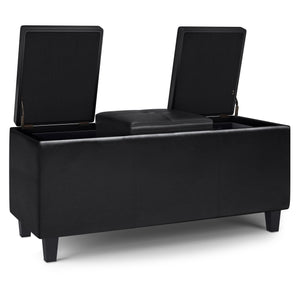 English Elm Avalon - Stylish Midnight Black Storage Ottoman With Lift-Up Lids And Versatile Serving Tray Feature B136P158249