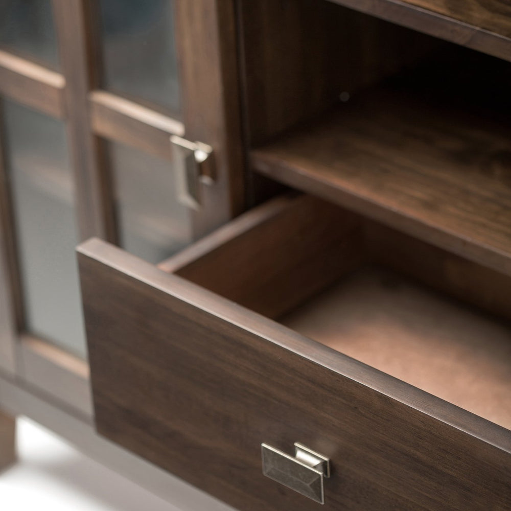 English Elm Artisan Tall Tv Media Stand - Handcrafted Solid Wood In Natural Aged Brown With Ample Storage Options B136P158703