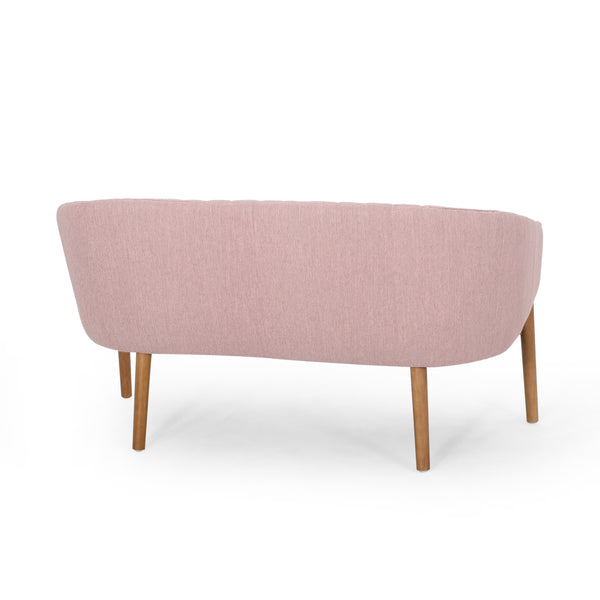 English Elm Loveseat Mid-century Modern Channel Tufted Upholstered Sofa with Rubberwood Tapered Legs 65780.00FLBLSH