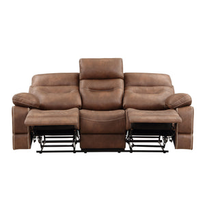 English Elm Steve Silver - Rudger Manual Reclining Sofa in Chestnut Brown Microsuede — One-Pull Recline, Padded Arms, Durable Frame B081P157218