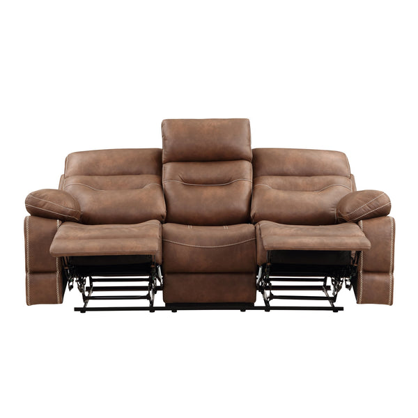 English Elm Steve Silver - Rudger Manual Reclining Sofa in Chestnut Brown Microsuede — One-Pull Recline, Padded Arms, Durable Frame B081P157218