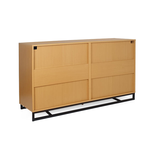 English Elm Christopher Knight Home® - 6 Drawer Chest with Iron Base and Six Spacious Drawers, Contemporary Industrial Design, Durable Construction Maple 60 L x 19.25 W x 10 H 71883.00MPL