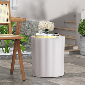 English Elm Outdoor Fluted Concrete Side Table Sculptural Wave Top Patio or Sunroom Accent 73434.00