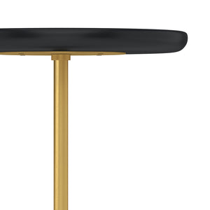 English Elm Turner Modern 12" Round End Table — Solid Mango Wood Top, White Marble Base, Gold Iron Frame B136P159965