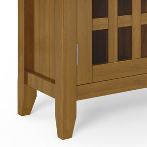 English Elm Bedford - Handcrafted Low Storage Media Cabinet In Light Golden Brown With Glass Doors & Shelves B136P158478
