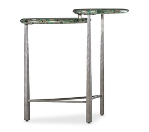 Hooker Furniture Commerce Antares End Table With Two-Tier Egg-Shaped Soapstone Tops & Textured Pewter Metal Base, Heat-Resistant Accent (15X24x24) 7228-80173-00