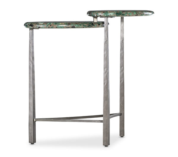 Hooker Furniture Commerce Antares End Table With Two-Tier Egg-Shaped Soapstone Tops & Textured Pewter Metal Base, Heat-Resistant Accent (15X24x24) 7228-80173-00