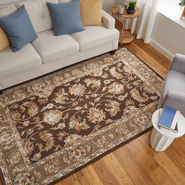 Feizy Rugs Prescott Hand-tufted Viscose & Wool Oriental Rug - Traditional Persian Design For Elegant Living Spaces Brown,Tan,Ivory Viscose,Wool Pct8937fbrn000f00