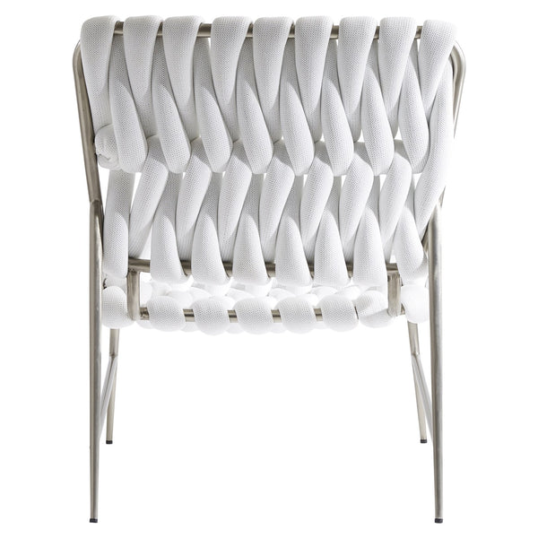 Bernhardt Bernhardt Lido Outdoor Chair With Egret White Filled-Rope Weave, Stainless Frame & Knife-Edge Pillow O4323O