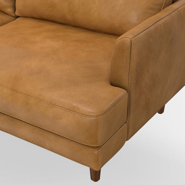 English Elm Livingston Mid-Century Modern 76" Sofa In Sienna Top-Grain Leather - Comfort Meets Elegance! B136P159623