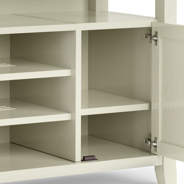 English Elm Amherst 54-Inch Solid Wood Tv Media Stand In Antique White – Elegant Storage & Timeless Design B136P158373