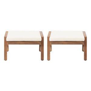 English Elm Christopher Knight Home® - Temecula Acacia Wood Outdoor Ottomans Set of 2 with Cushions — Weather-Resistant, Versatile Footrests Beige+Brown 66468.00CRM