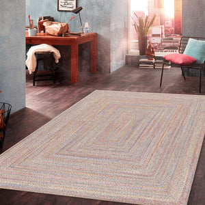 Pasargad Home Ponta Hand-braided Indoor/Outdoor Multi Area Rug - Vibrant Geometric Design   Py-01 8x10