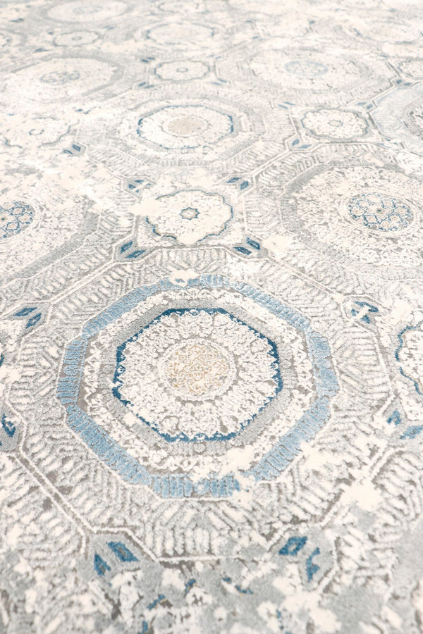 Pasargad Home Mamluk Design Area Rug - Vibrant Blue/Ivory Power-Loomed Style for Any Room Decor