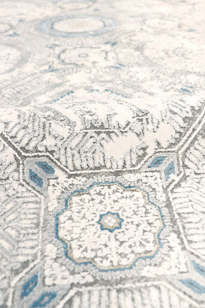 Pasargad Home Mamluk Design Area Rug - Vibrant Blue/Ivory Power-Loomed Style for Any Room Decor