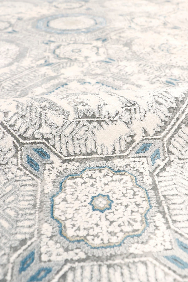 Pasargad Home Mamluk Design Area Rug - Vibrant Blue/Ivory Power-Loomed Style for Any Room Decor