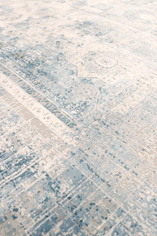 Pasargad Home Turkish Mamluk Design Ivory and Blue Area Rug - Stylish, Affordable Floor Accent